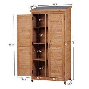 Outdoor Storage Shed With Vertical Tool Cabinet For Backyard