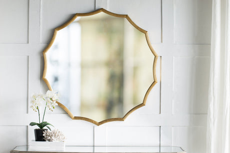 40" Round Sunburst Wall Mirror with Gold Finish