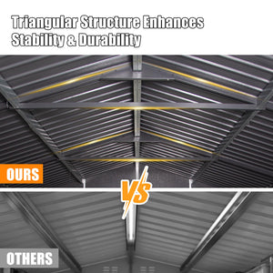 12x25FT Outdoor Metal Garage Shed, Extra Large Metal Carport