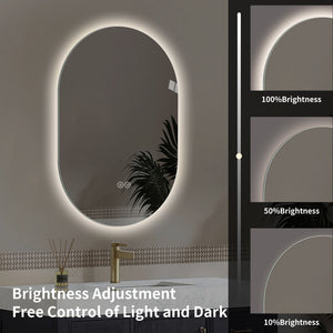 Smart Wall Mounted LED Touch Screen Mirror With Anti-Fog Function And Adjustable Lighting