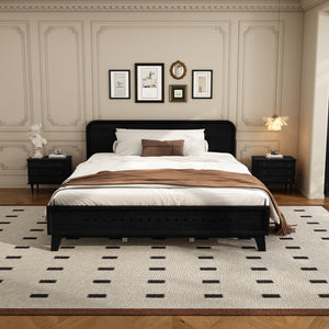 Pine Solid Wood Queen Size Bed, Solid and Stable, No Box Spring Needed