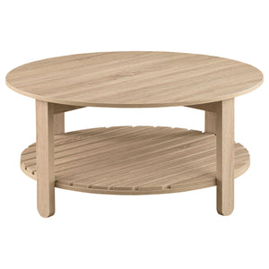 Brookson - Round 2 Piece Coffee And End Table Set - Natural