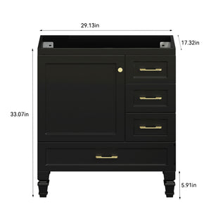 30" Black Bathroom Vanity
