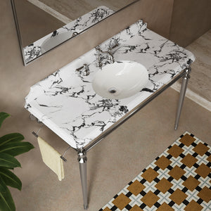 VICI 48" Bathroom Console Sink, Undermount Ceramic Vanity Basin & Panda