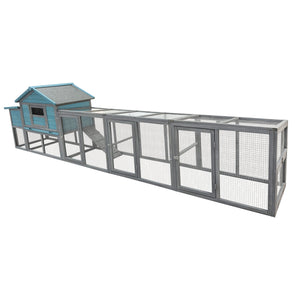 141" Large Wooden Chicken Coop with Nesting Box and Wire Fence