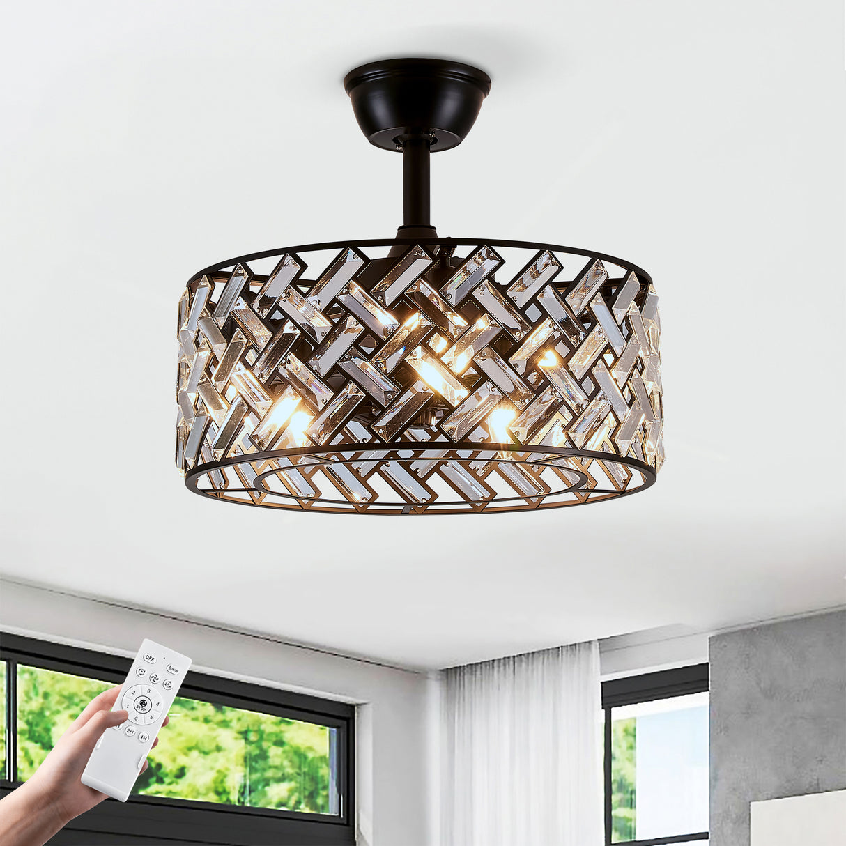 18'' Crystal Cage Ceiling Fan with Remote Control