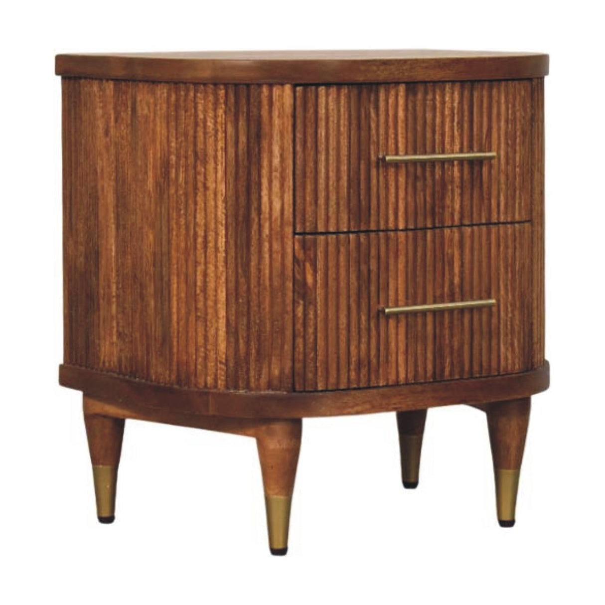 Solid Wood Ribbed Bedside Table