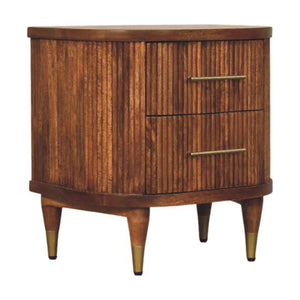Solid Wood Ribbed Bedside Table