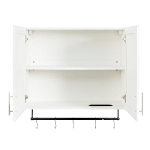 Bathroom Wall Cabinet with Adjustable Shelf, Towel Bar, and 5 Hooks