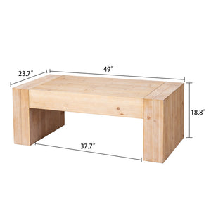 49" Rustic Wood Coffee Table with Whitewashed Finish - Engineered Wood