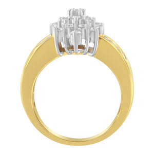 10K Yellow Gold 1.0 Cttw Marquise Composite Diamond Cluster Cocktail Ring (H-I Color, SI2-I1 Clarity) - Size 7