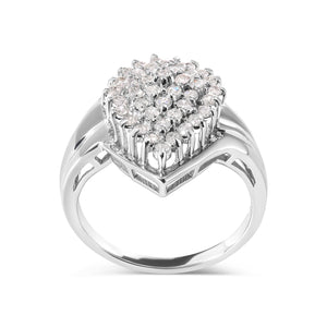 10K White Gold 1/2 Cttw Diamond Pear Shaped Cluster Ring (H-I Color, I1-I2 Clarity) - Ring Size 7