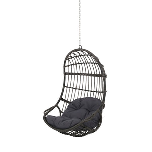 Rustic Hanging Basket Chair With Cushion