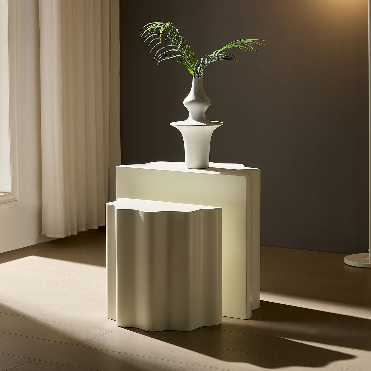 2PCS Set Side Table - Wavy Edges Design