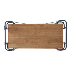 Yorktown - Industrial 5 Shelf Bookcase With Metal Pipework And Solid Fir - Natural