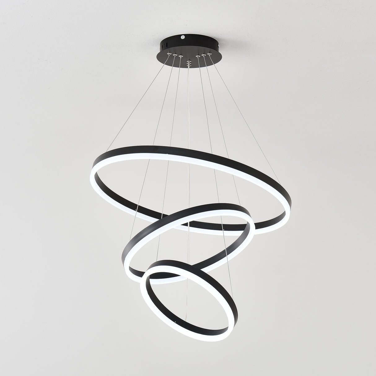 Modern 3 Rings Chandelier with Remote Control