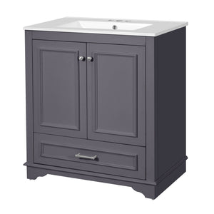 Bathroom Vanity With Sink, Cabinet & 2 Soft Closing Doors & Adjustable Shelf