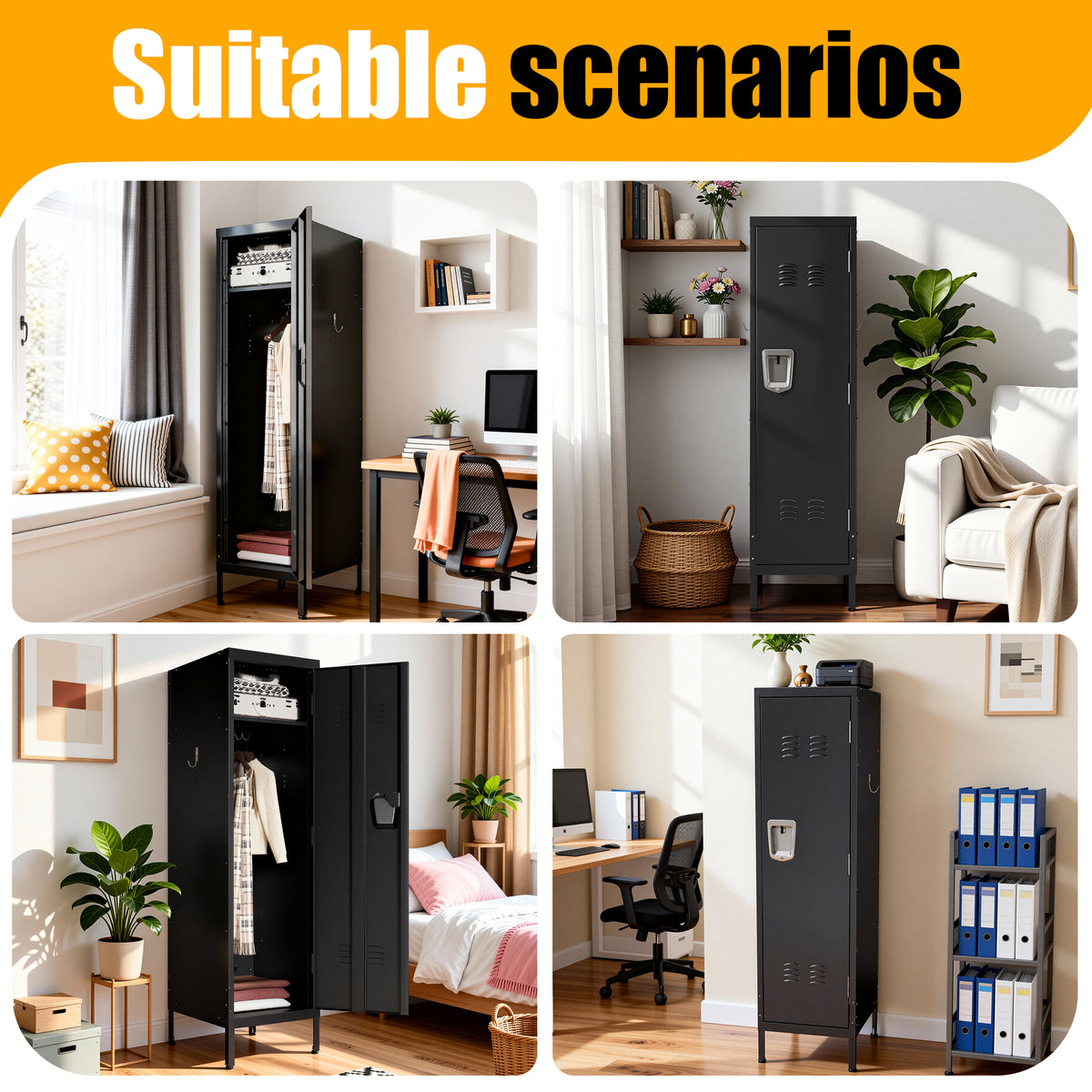 55-Inch Tall Metal Wardrobe Cabinet