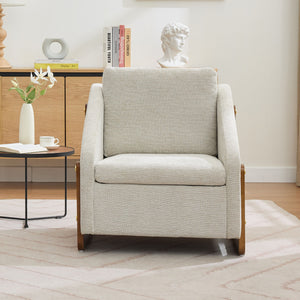 Modern Upholstered Armchair With Wooden Side Frame
