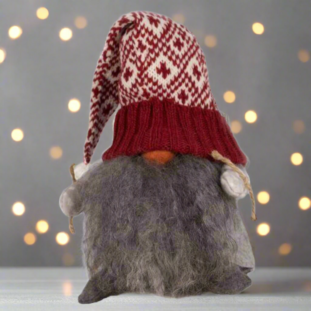 Tomte Gnome - Carl with Knitted Cap (Red and White)