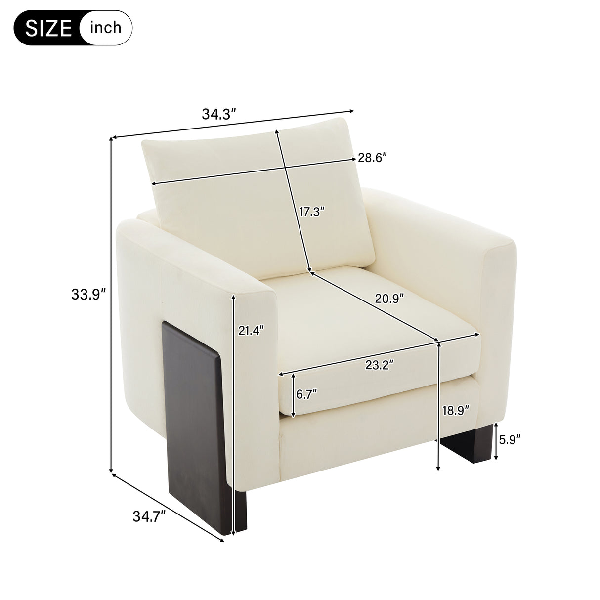 Cozy Sofa Set Oversized Comfy Cloud Sofa with Rubberwood Legs