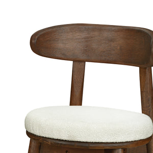 Round Cushion Bar Stools (Walnut + Beige)