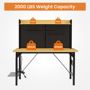 48" Adjustable Workbench with Pegboard