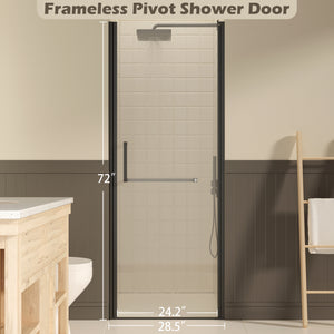 27-28" W × 72" H Frameless Pivot Shower Door