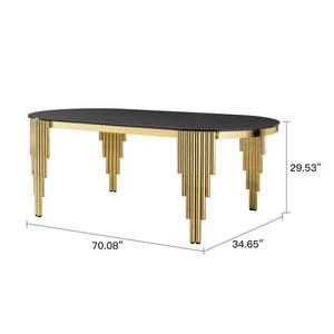 Oval Dining Table With Glass Top And Stainless Steel Base