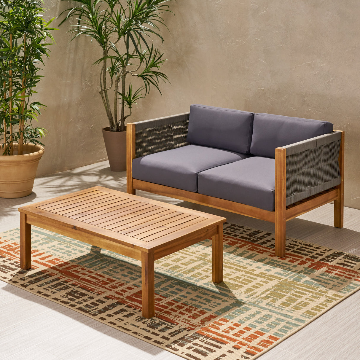 Patio Loveseat and Coffee Table Set