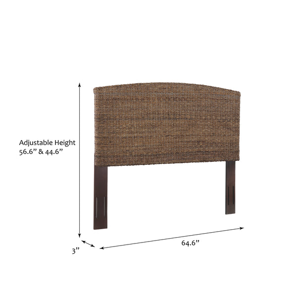 Queen Rattan Wicker Banana Leaf Panel Headboard