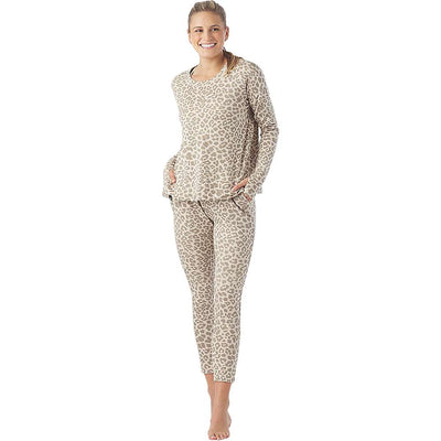Glyder Women's Lounge LS Top - Small - Oatmilk Leopard