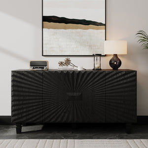 59'' Modern Buffet Sideboard with 4 Sunburst Doors