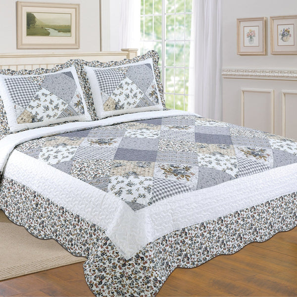 3-Piece Cotton Blend Reversible Quilt Set