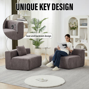 Curved Sectional Sofa With 2 Pillows For Living Room - Gray