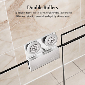 50-54"W x 70"H Semi-Frameless Double Sliding Shower Door