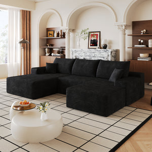 107"Cloud Sectional Sofa with 1 Ottoman - view 2