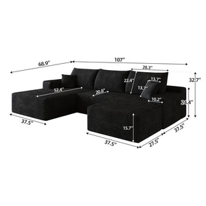 107"Cloud Sectional Sofa with 1 Ottoman - view 5