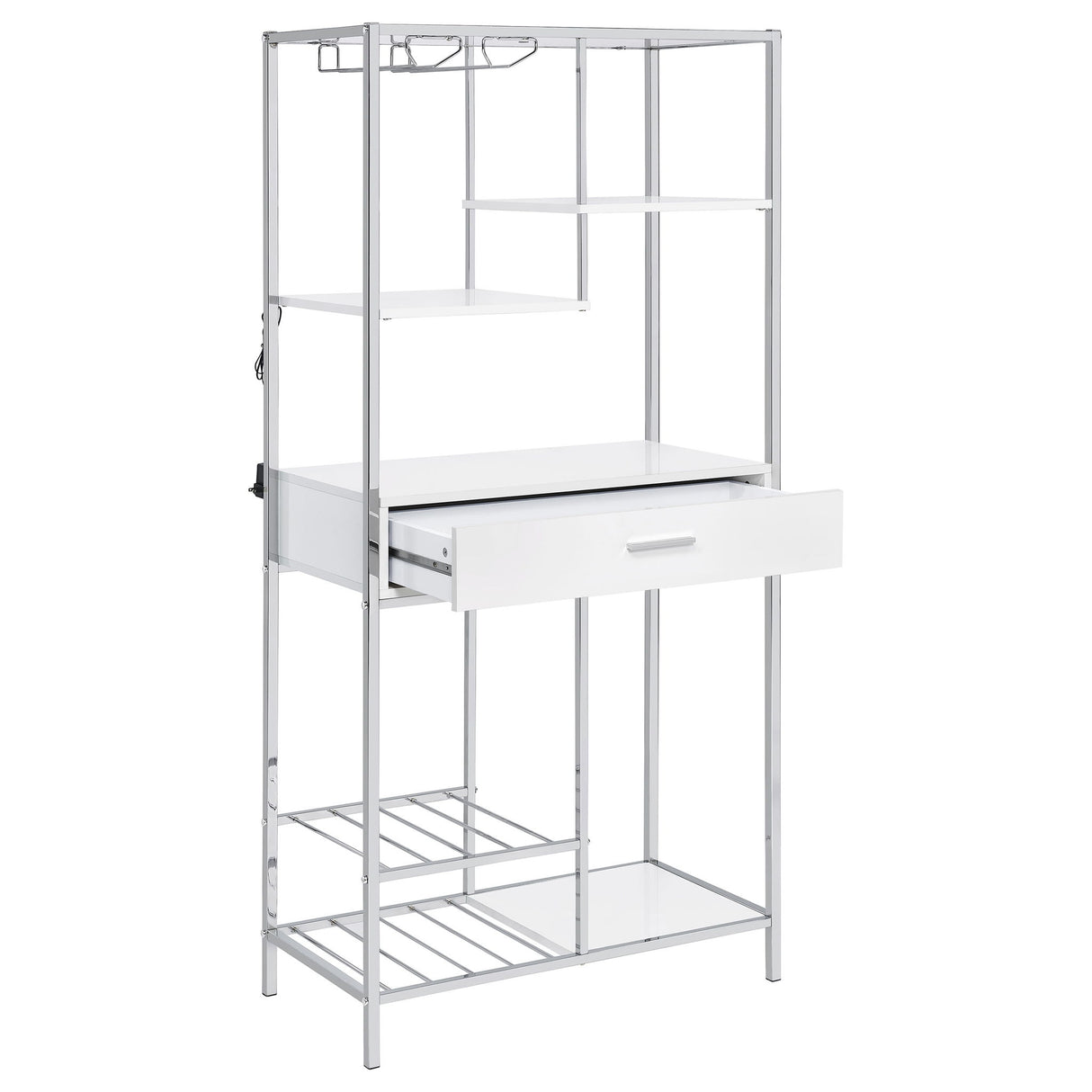 Draper - 5 Shelf LED Wine Cabinet With Pull Out Drawer - Gloss White