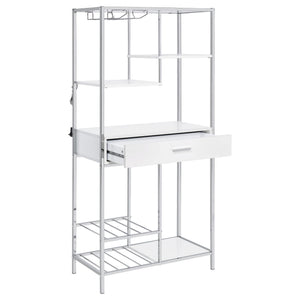 Draper - 5 Shelf LED Wine Cabinet With Pull Out Drawer - Gloss White