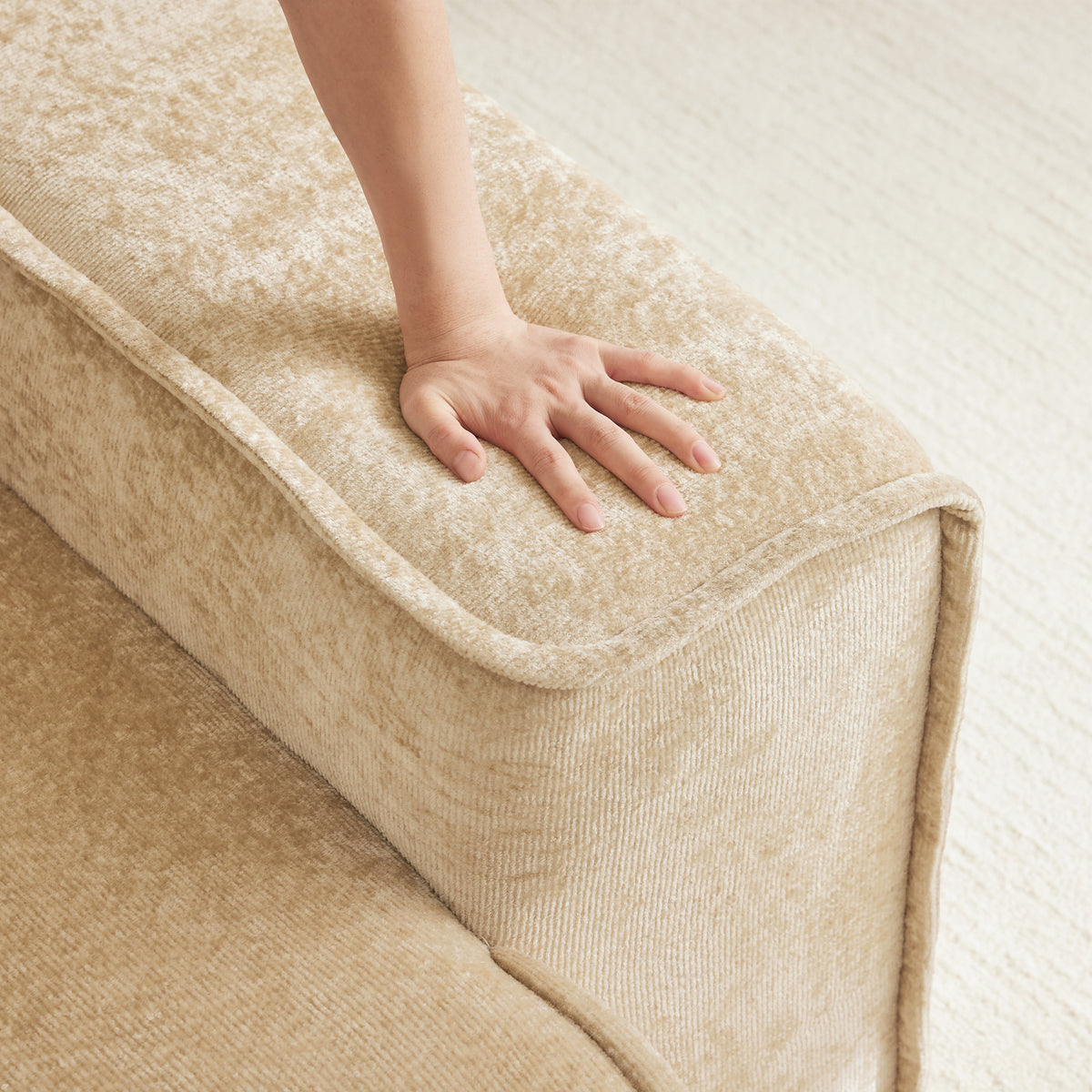Armless Sofa Velvet-Light Camel