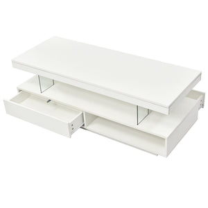 LED Coffee Table With 2 Drawers And Display Shelves