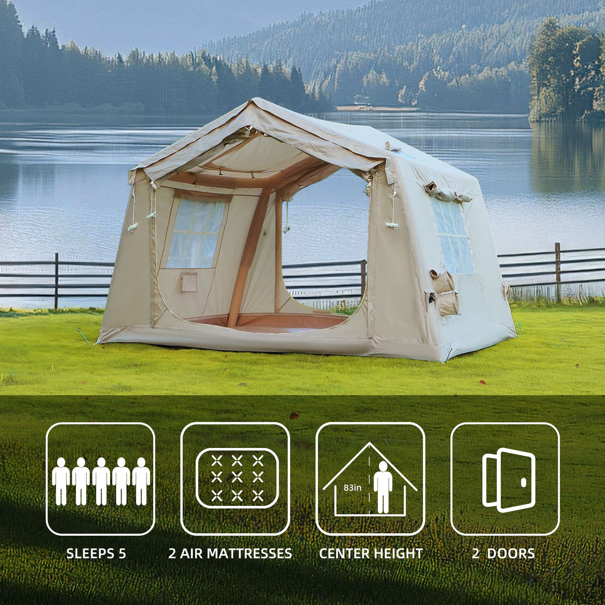 8 m² Inflatable Tents for Camping