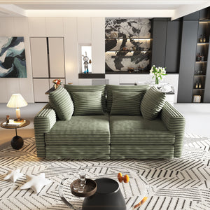 Convertible Deep Seat Sofa With Soft Pillows And Ottomans