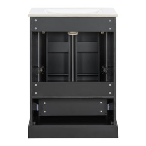 Bathroom Vanity With Sink, 1 Divided Drawer And 2 Soft Close Doors With Double Shelf