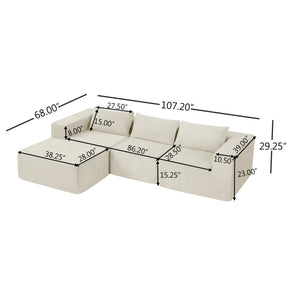 107" Compressed Sectional Sofa (Khaki)