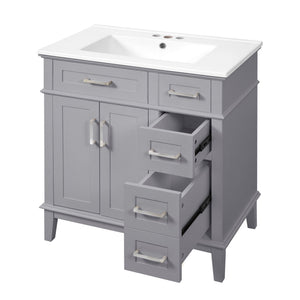 Modern Bathroom Vanity With Sink, Storage Cabinet, Soft Close Doors, Deep & Standard Drawers