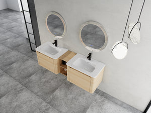 68'' Wall-Mounted Bathroom Vanity with Storage Shelves