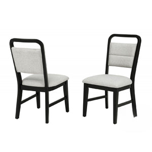 Dining Set With Round Table And 4 Upholstered Chairs - Black / Gray