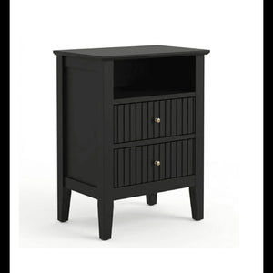 Fluted Nightstand With 2 Drawers